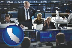 california map icon and financial brokers