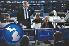 michigan map icon and financial brokers