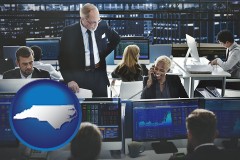 north-carolina map icon and financial brokers