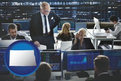 north-dakota map icon and financial brokers