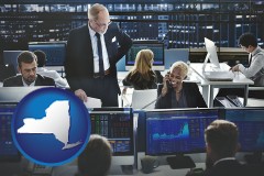 new-york map icon and financial brokers