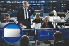 pennsylvania map icon and financial brokers