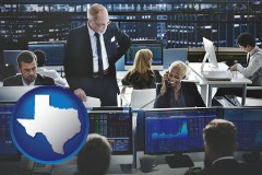 texas map icon and financial brokers